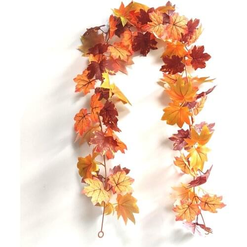 Artificial Autumn Leaves Vine Halloween Fake Plants Home Decor Maple Rattan For Wall Hanging Living Room Decoration