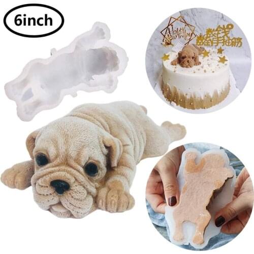 Cute 3D Dog Model Cake Mold 6 Inch Silicone Ice Cream Bread Mousse Chocolate Food Mold Non-Toxic Durable Kitchen Tool