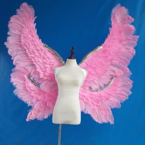 Fashion show carnival secret prop cosplay yellow angel wing large pink feather wing