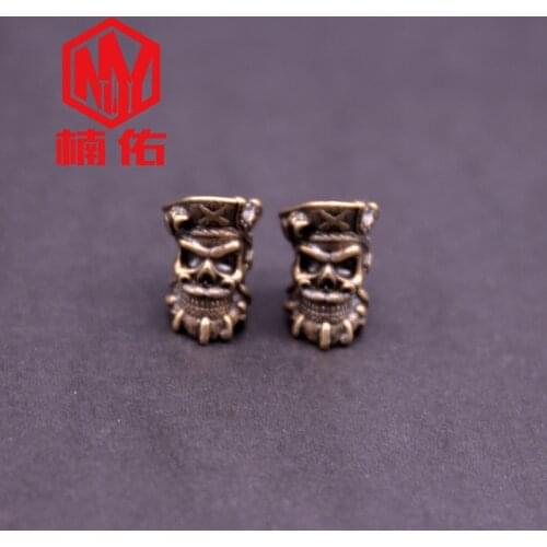 Outdoor Flashlight Pendant Pirate Captain Brass Paracord Knife Bead Car Key Pendant