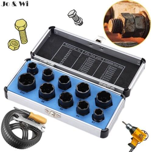 Damaged Bolts Nuts Screw Remover Extractor Tools Kit Stud Impact Removal Set Socket Wrench Home Car Garage Mechanics Hardware