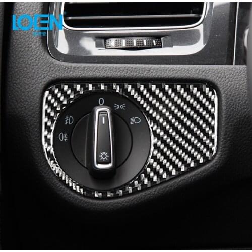 For Volkswagen For Golf Carbon Fiber Headlight Switch Decorative Sticker Decor Covers 2014-2019 Car Styling Car Accessaries