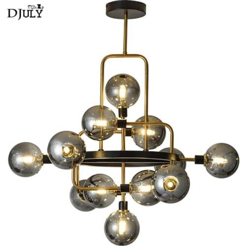 Nordic designer Smoke gray glass ball pendant lights for villa living room kitchen indoor lighting fixtures luxury led luminaire