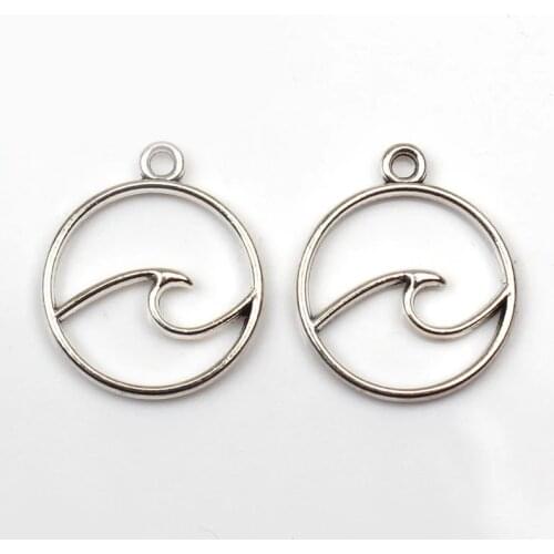 20pcs Charms Wave 23*20mm Tibetan Silver Plated Pendants Antique Jewelry Making DIY Handmade Craft
