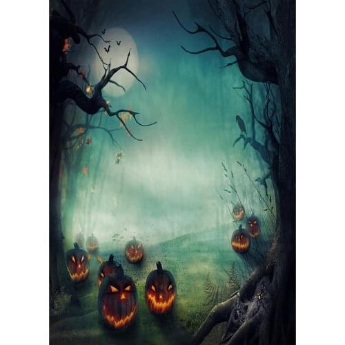 Full Moon Branches Pumpkin Weird Photography Backdrop Vinyl Background for Children Baby Halloween Party Photophone Photo Studio