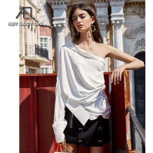 AEL casual white blouse women fashion Asymmetry ladies summer tops 2020 new loose