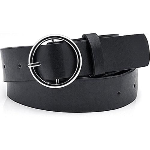 The New Classic Retro Fashion All-Match Leather Light Body Round Buckle Simple Circle Pin Belts For Women Fashion Jeans Female