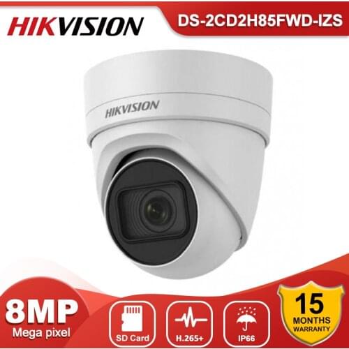 Hikvision DS-2CD2H85FWD-IZS 4K 8MP Varifocal Turret Network Camera IR Cut 2.8-12mm Motorized Lens IP67 H.265+ Upgradeable