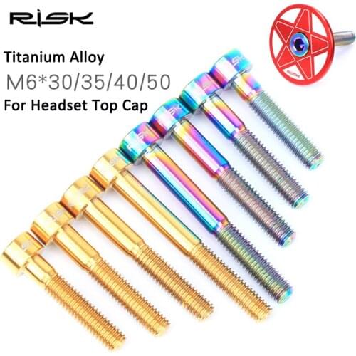 RISK 1pcs M6*30/35/40/50mm Titanium Bike Headset Bolt Bicycle Stem Top Cap Screw for MTB Road Bicycle M6x30mm M6x35 M6x40 M6x50