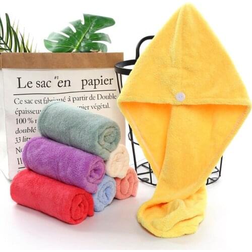 Girls Hair Drying Hat Quick-dry Hair Towel Cap Hat Bath Hat Microfiber Solid Towel Cap Super Absorption Turban Hair Dry Cap