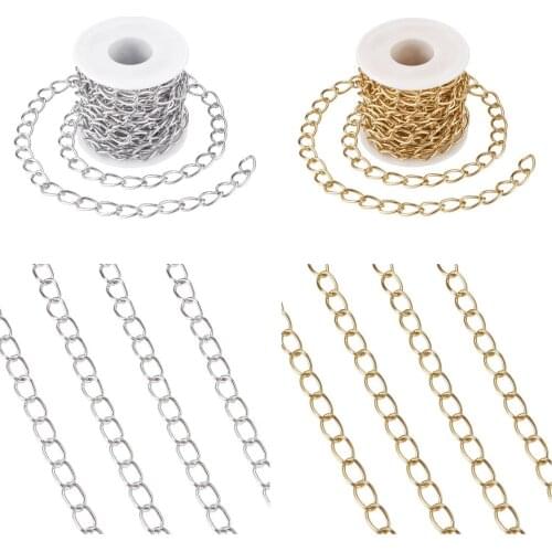 5M/Roll Aluminium Twisted Curb Chains Links Unwelded Silver Gold Color For Necklace Bracelet DIY Jewelry Findings Making