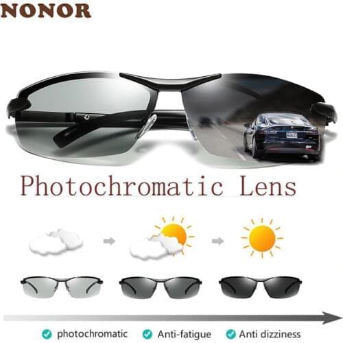 NONOR Polarized Photochromic Sunglasses Mens Driving Glasses Discoloration Eyewear Anti Glare UV400 Glasses Sport Glasses Oculos