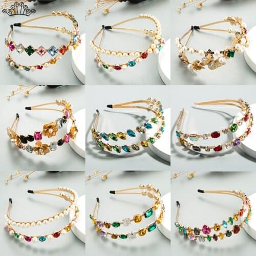 Pearl Crystal Tiaras and Crowns Headbands for Women Kid Girls Bride Prom Crown Wedding Accessiories Hairbands Headdress