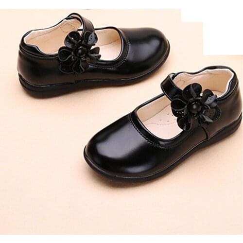 Red White Girls Flowers Children PU Leather Single Shoes For Teens Girls Kids Party Birthday Wedding Dance Princess Dress Shoes