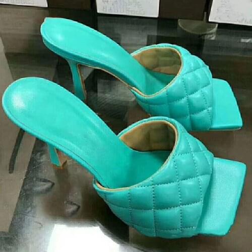 High Heels 2021 candy color Summer Slide Slippers Dress lattice sandals embroidery beach Shoes Women plus size Zapatos De Mujer