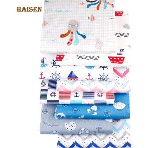 Navy Cartoon Series Printed Cotton Fabric Twill Cloth For DIY Sewing Baby&Kids Quilt Clothing Dress Textile Material,By Meters