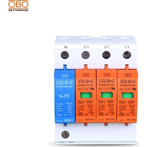 V20-c surge protector class B v25-b+c/3+npe power supply lightning arrester SPD surge protection device 50KA