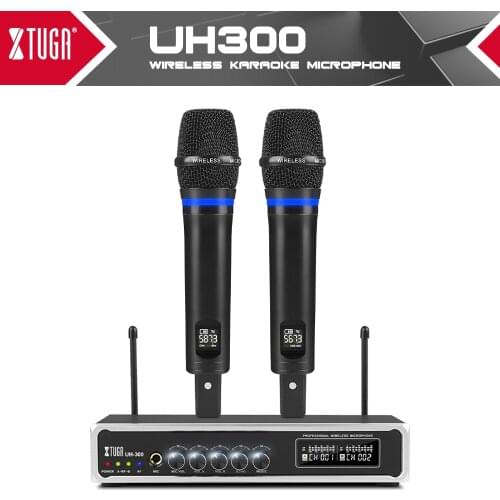 XTUGA Wireless Microphone UHF with ECHO Effect Bluetooth Full Metal Karaoke Mic Adjustable Frequency 80M for Family KTV,Party
