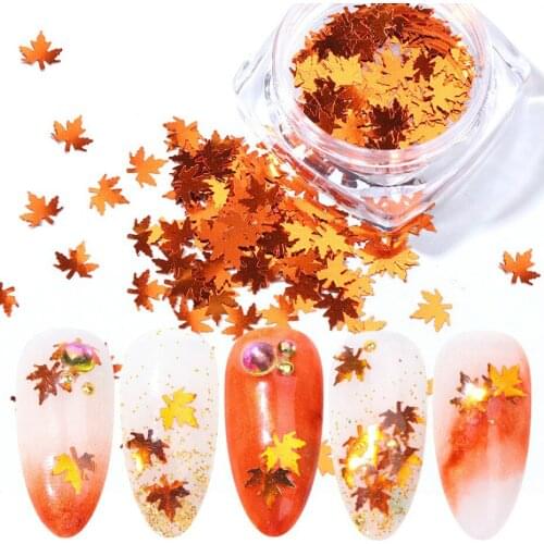 1 Pc Butterfly Maple Leaf Nail Art Sequins Holographic Nail Glitter Flakes Laser Fall Leaves Autumn Nail Art Decoration