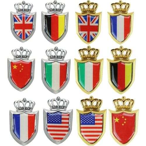 1pcs Royal Car Sticker China Germany UK Italy Car Sticker Modified Metal Car Logo Car Window Rear Decorative Sticker