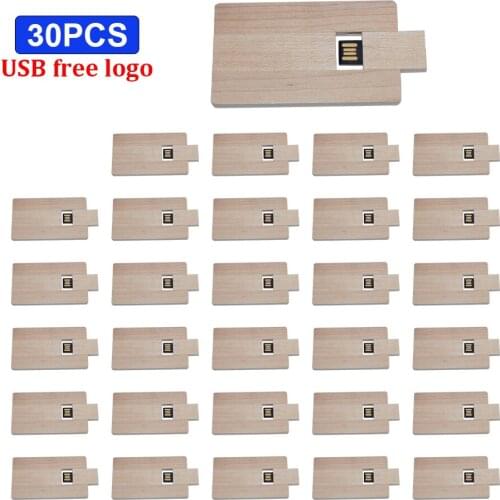 30pcs/lot creative wooden card style usb custom LOGO usb flash drive 4GB 8GB 16GB 32GB 64GB usb 2.0 pen drive for wedding