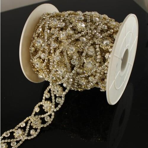 5Yards Crystal Glass Rhinestones Silver Chain Claw Trim Applique Banding For Garment Accessories