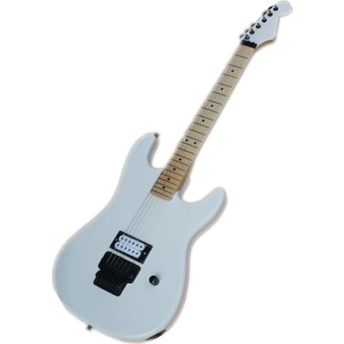 Custom 6 string guitar,white guitar,basswood body,maple neck,tremolo bridge,white pickup,black button