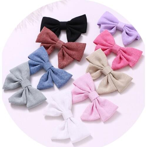 9pcs/lot Handmade Hair Bow Hairpins Solid Hair Clips Elastic Hair bands Nylon Headbands For Girls Baby Girl Hair Accessories
