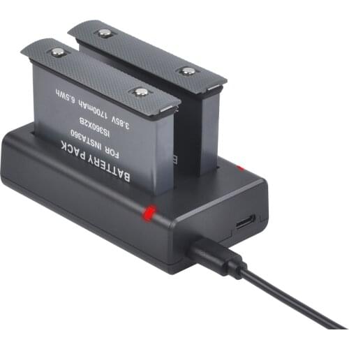 1700mAh Battery + Charger with Type-C Port for Insta360 ONE X Camera Batteries