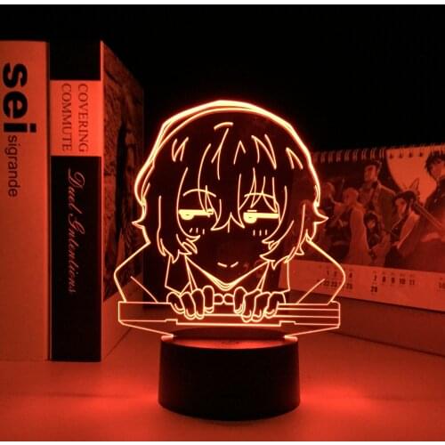 Anime Bungo Stray Dogs Dazai Osamu 3D LED Lamp for Room Decor Friend Birthday Gift Gadget Night Light Anime Neon Light Dazai