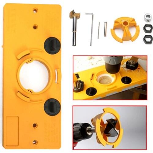 Cup Style Concealed Hinge Jig Guide Set Boring Hole Template 35mm Forstner Drill