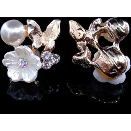 2017New 100pcs Butterfly Flowers Pearl Rhinestone Buttons for Wedding Decoration and DIY Hair Accessories RM60