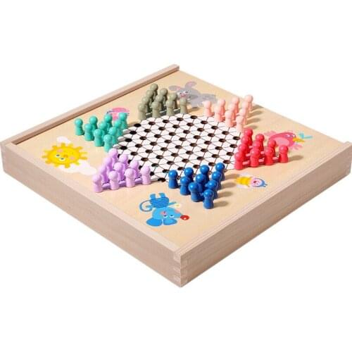 Toys & Hobbies Learning & Education Montessori Wooden 7-in-1 chess flying chess parent-child interaction leisure educational toy