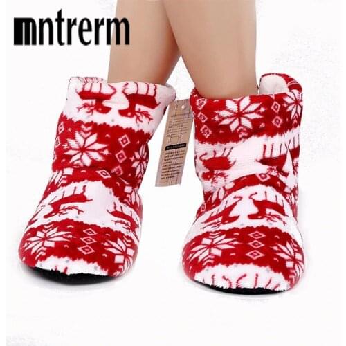 Ga Home Slippers Christmas Indoor Socks Shoes Winter Shoes Woman Fur Sides Female Contton Slipper Plush Insole Pantoffels Dames