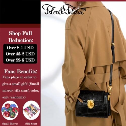 FELIX & FELICIA Fashion Women Shoulder Messenger Bag Luxury Ladies Crossbody Designer Genuine Leather Alligator Pattern Handbags