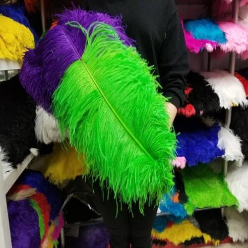 Hot Sale 50 pcs Green and Purple 28-30inches/70-75cm "thick stem" male ostrich feathers Wedding Birthday Christmas Decoration