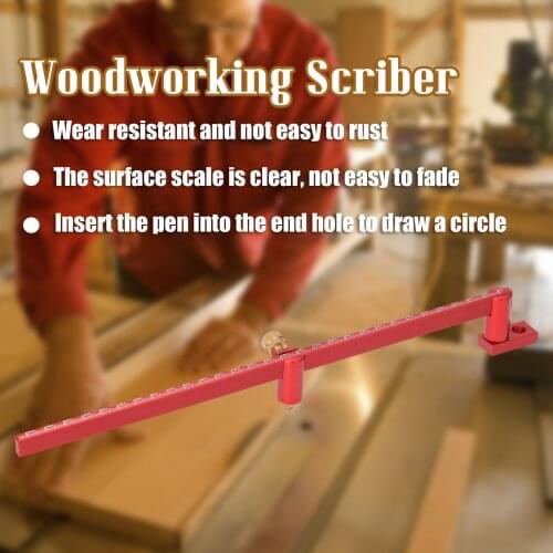 Woodworking Scribing Gauge Aluminum Alloy Scriber 360° Circle Marking Ruler Scribing Ruler 300mm for Carpenter Woodworking