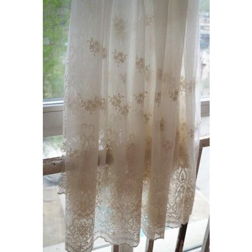 Ivory Lace Fabric Embroidered Tulle Lace Fabric Vintage Lace Retro Style Lace With Scalloped Edge