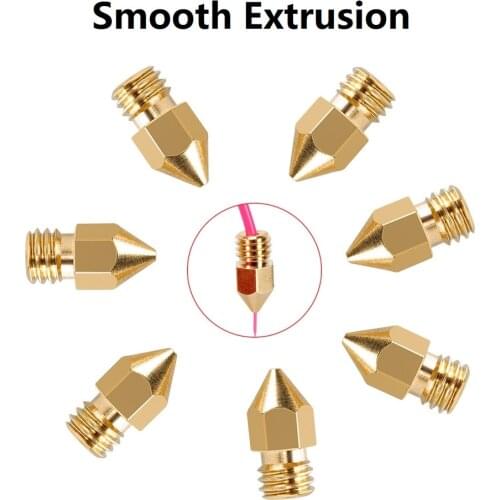 MEGA 5pcs/lot MK7 MK8 Brass Nozzle 0.2 0.3 0.4 0.5 0.6 0.8 1.0mm M6 Thread for 1.75 3.0mm Filament 3D Printer Parts Extruder