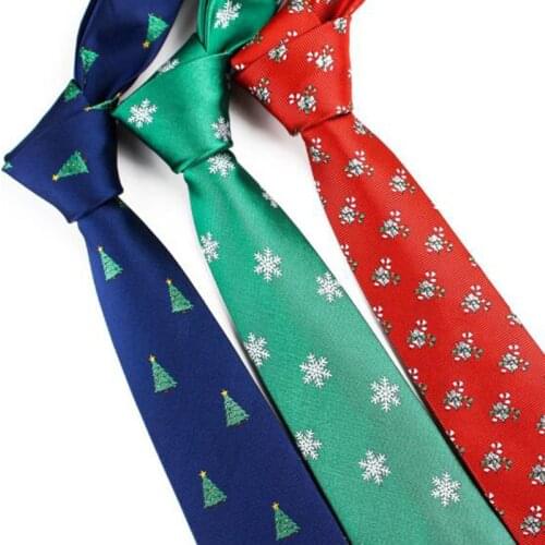 Ricnais Christmas Tie Fashion 7.5cm Silk Polyester cartoon Snowman Tree Santa Claus Jucquard Necktie For Men Gift Festival Party