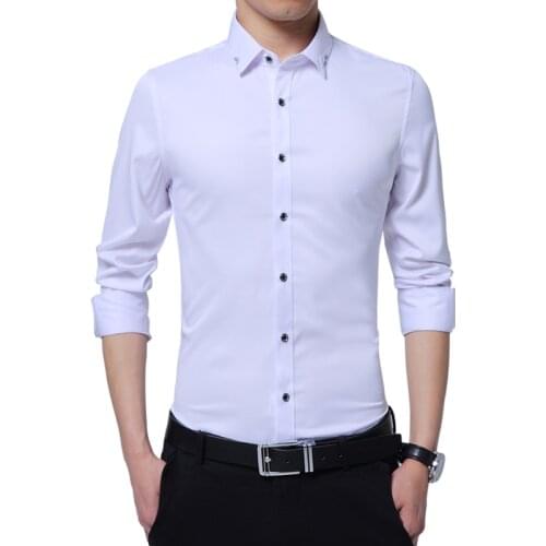 2020 New Mens Shirts Men Long Sleeve Autumn Fashion Designer Good Quality Solid Shirt Slim Fit Business Shirts Formal 5XL