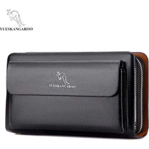 Mens Wallets Double Zipper Men Clutch Bag Fashion Leather Long Purse Organizer Wallet cartera hombre Male luxury Handy Bag