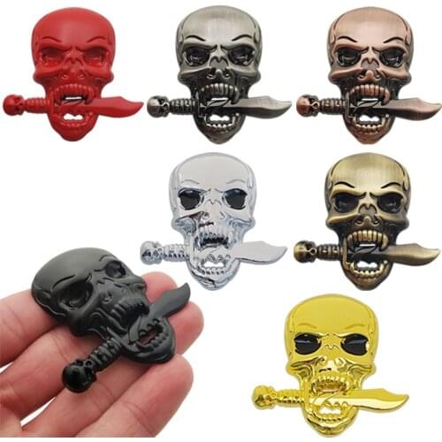 NEW 3D Metal Skull Skeleton Crossbones Car Car Motorcycle Decoration Sticker Emblem Badge Car Styling Decoration Accessories