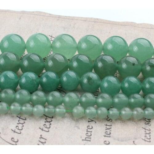 Wholesale Natural Green Aventurine Jades Round Loose Stone Beads For Jewelry Making 15'' Strands 4/6/8/10/12mm DIY Bracelets