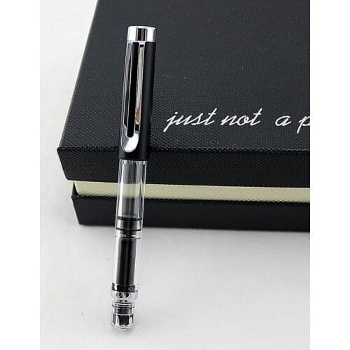 Colorful Piston Fountain Pen 9 Colors Transparent Students Metal Foutain Pens For Writing Office School Supplies Stationery