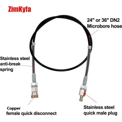 Paintball PCP Air Gun Rifle DN2 Microbore Filling Charging Remote Fill Whip Hose Line 400bar/6000psi 24" or 36" long