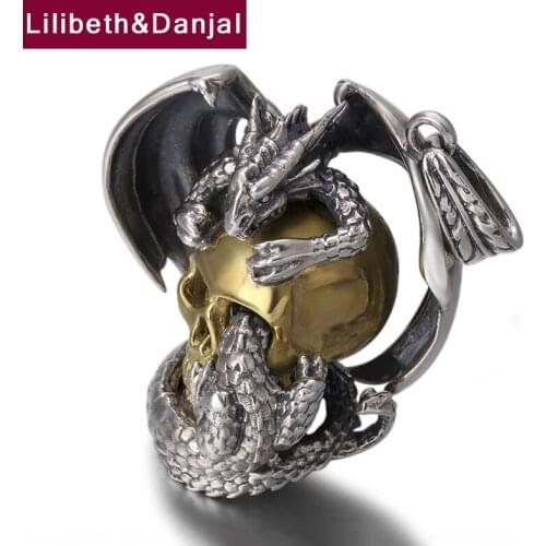 Pterodactyl Skull Pure 925 Sterling silver Punk Rock Dragon Women Men Necklace Pendant Fashion Fine Jewelry 2021 Bijoux Femme P6