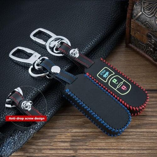 Hand sewing Luminous Leather Car Remote Key Case Cover For Mazda 2 3 6 Axela Atenza CX-5 CX-7 CX-9 2014 2015 Smart 2/3 Button