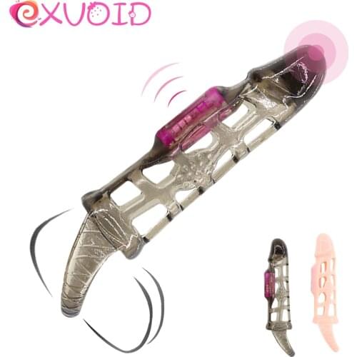 Sex Toys for Men Erection Penis Sleeve Vibrator Cock Vibrating Ring Dick Enlargement Cock Extender EXVOID Reusable Condom