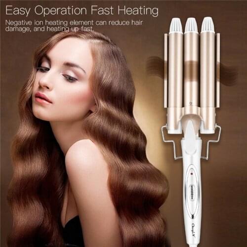 Fast Heating Anion Triple Barrel Hair Curling Wand Ceramic Triple Barrel Hair Curler Roller Corrugation Hair Waver Styling Tools